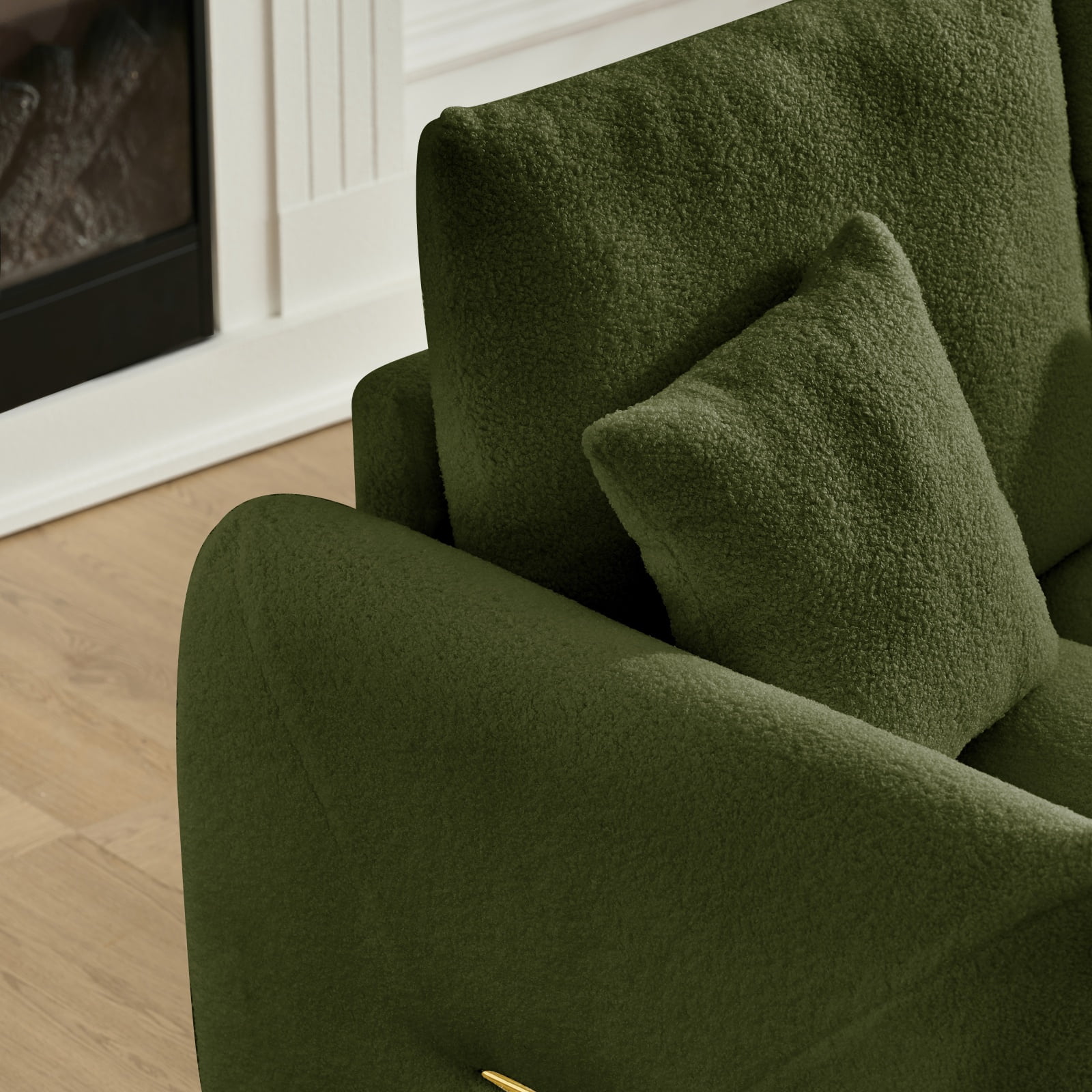 Dreamzie 38.1" Green Teddy Sofa，Easy to Assemble in 20 Minutes for Living Room and Chatting