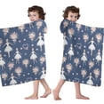 thumbnail image 4 of Dark Blue Ballerina Flower Pattern Hooded Bath Towel，60"x35" for Ages 3 To 12 Kids, Quick Dry Lightweight Soft Microfiber Hood Beach Towel Cover Up for Kids, 4 of 7