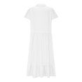 thumbnail image 5 of Sakmal Shirt dresses Womens V Neck Short Sleeve Maxi White Dresses ,Sizes S-5XL, 5 of 8