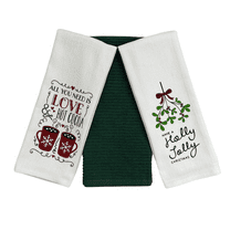 Serafina Home Christmas And Holiday All You Need Is Love Holly Jolly Kitchen Towels Set: Country Cotton Towels