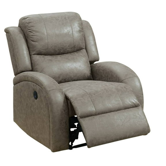 40 Inch Leatherette Power Recliner with USB Port Gray