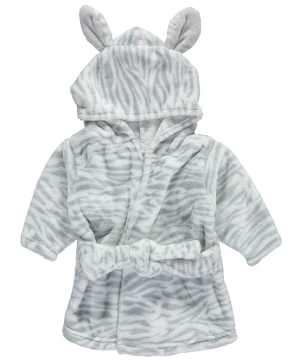 Hudson Baby Infant Plush Animal Face Bathrobe, Zebra, 0-9 Months