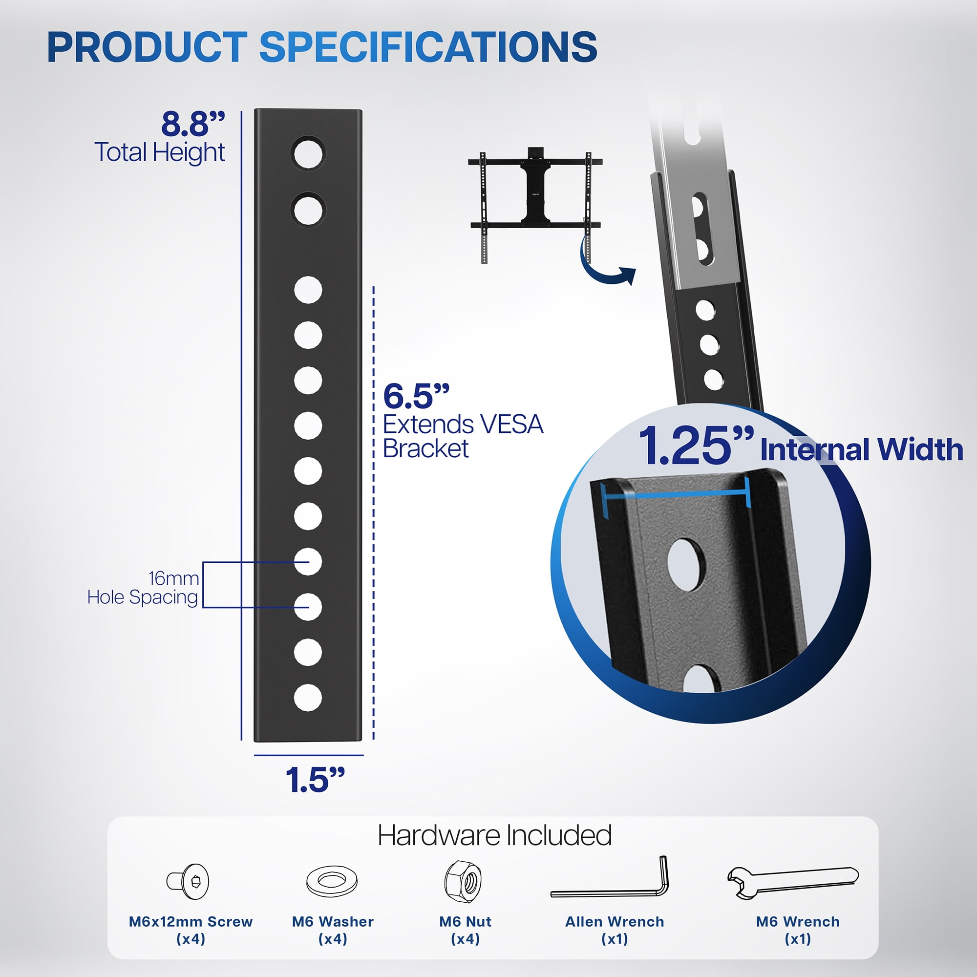 VIVO Vertical VESA Extender Kit for TVs w/ Low VESA Patterns, Hardware Included