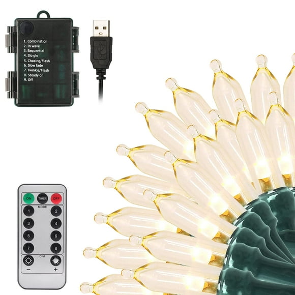 Luces de Navidad Tcamp 10m 100LED a Batería con Control Remoto