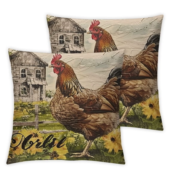 nygtbtfer Distressed Board Welcome to Our Farmhouse Pillow Covers Hen Farm Aanimal Accent Pillow Farmhouse Double Side Linen Pillow Cover for Sofa Chair Car Animal Lover Gift Birthday Gift White