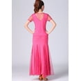 thumbnail image 2 of Whitewed Modern Waltz Ballroom Exam Dance Practice Clothes Wear Attire with Sleeves Adult Rose Red, 2 of 5