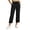Black, variant on Womens Solid Eyelet Hollow Hem Straight Leg Cropped Capri Pants Large Side Patch Pockets Elastic Drawstring High Waist Loose Fit Mid Calf Breathable Casual Trouser Bottoms