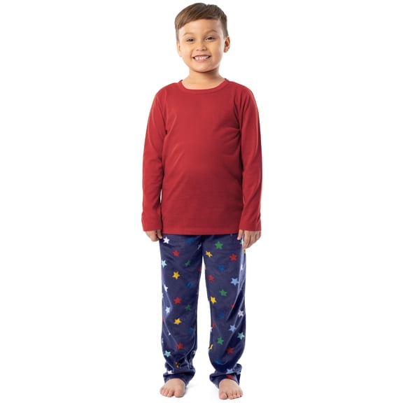Fruit of the Loom Boy's Long Sleeve Fleece Pajama Set, 2-Piece, Sizes 4-16