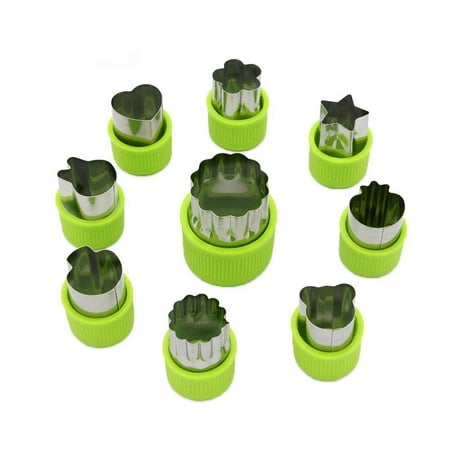 

Vegetable Cutter Shape Set Mini Pies Fruit and Cookie Stamp Molds Cookie Cutter Decorative Foods for Kids Baking and Food Supplements Accessories Kitchen Crafts Green 9 Pieces