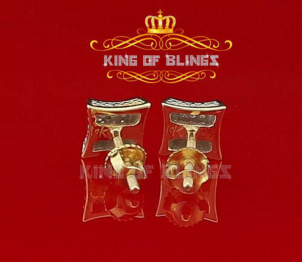 King of Bling's 10K Yellow Gold with Real 0.05CT Diamond Men's /Womens Square Stud Earring