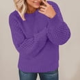 thumbnail image 3 of Cable Knit Pullover Loose Lantern Sleeve Casual Round Neck Womens Sweater Top, 3 of 8