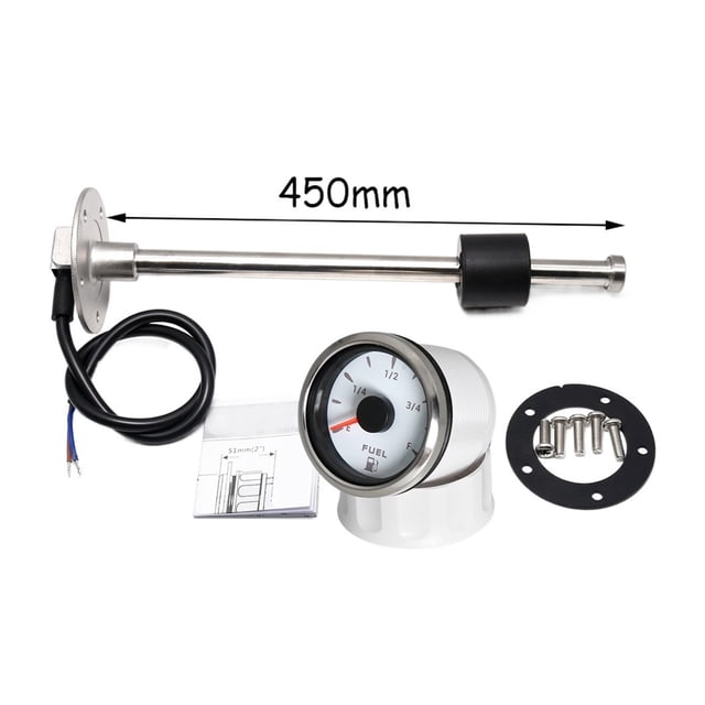240-33 Fuel Float Sensor With 52mm Fuel Level Gauge 7 Color LED Oil Tank Level Indicator For Marine Boat Car Truck Empty To Ful ,Suits Most Tanks