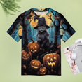 thumbnail image 4 of Halloween Ghosts Horror Pumpkin Womens Tops Women's Fashion Casual Short Sleeve Flower Print Round Neck Pullover Top Blouse, 4 of 6