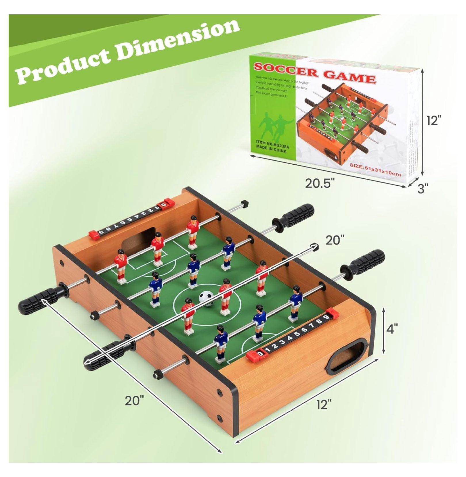 Foosball Table, 20" Mini Foosball Table with 2 Balls for Kids, Table Top Foosball for Game Room Home Office Dorm