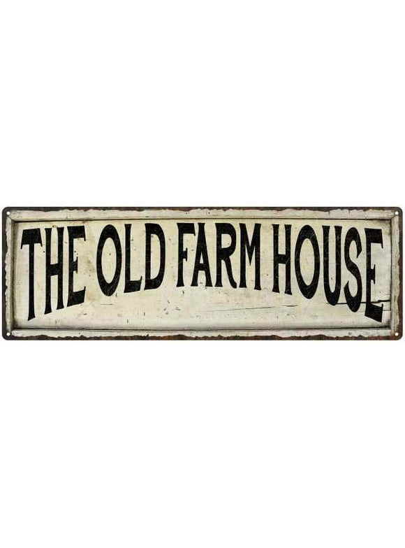THE OLD FARM HOUSE Farmhouse Style Wood Look Sign Gift 6x18 Metal Decor 106180028283