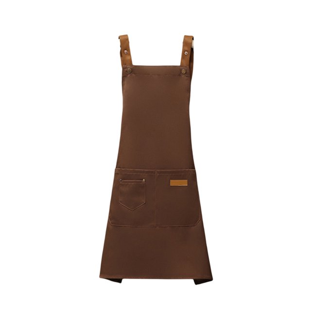 CSChome Chef Apron Adjustable Waterproof Kitchen Apron – Solid Color Large Coverage Protective Canvas with Pockets