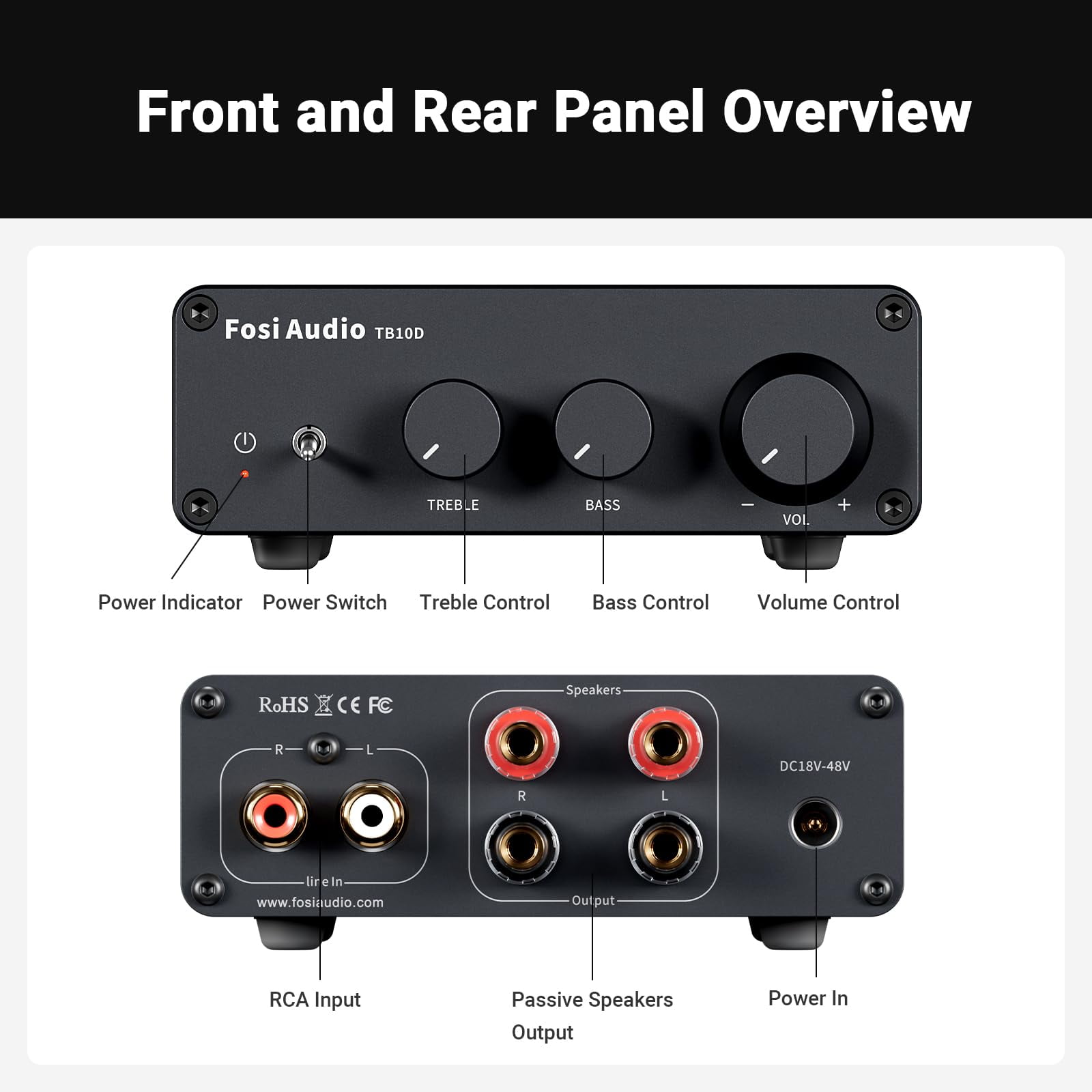 Fosi Audio TB10D 600W TPA3255 Power 2 Channel Amplifier - View #2