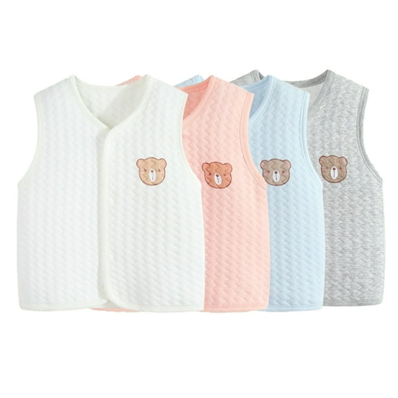 Esaierr 6M-3Y Boys Girls Bear Printing Vest,Baby Boys Girls Waistcoat,Newborn Sleeveless Jacket,Buttons Cardigan Vest Waistcoat