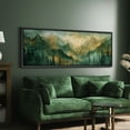 thumbnail image 3 of Large Framed Canvas Print Watercolor Misty Mountains - Green Forest LandscapeWall Art Decorative Ready to Hang Painting for Living room Bedroom 60x20 inches Black Frame, 3 of 9