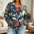 thumbnail image 2 of GERsome Women's Plus Size Shirts V Neck Long Sleeve Tunic Tops Print Casual Blouses Size 3XL, 2 of 7