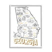 Stupell Industries Georgia Map Landmark Diagram Typography Design Framed Wall Art, 16 x 20, Design by Ziwei Li