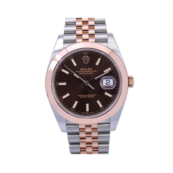 Pre-Owned Rolex Datejust 41MM 126301 Chocolate Dial Smooth Bezel Two Tone Rose Gold Jubilee Bracelet