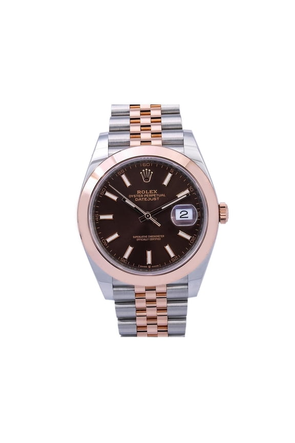 Pre-Owned Rolex Datejust 41MM 126301 Chocolate Dial Smooth Bezel Two Tone Rose Gold Jubilee Bracelet