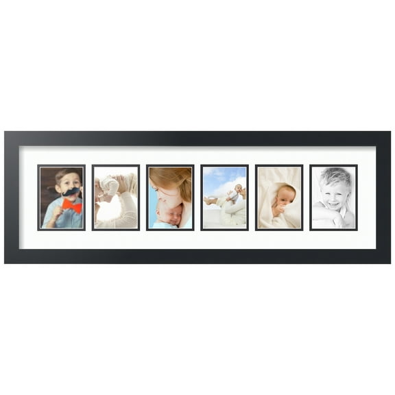 ArtToFrames Collage Photo Picture Frame with 6 - 3.5x5 Openings, Framed in Black with Super White and Black Mats (CDM-3926-150)