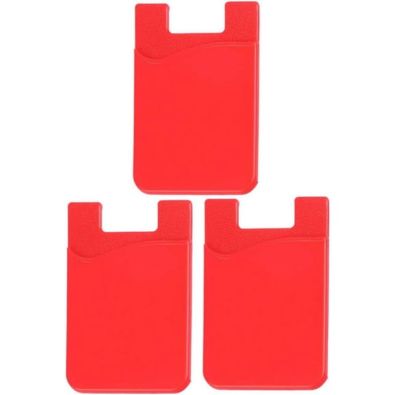 Silicone Phone Case Red Purses Adhesive Phone Wallet, Ultra Thin Stick-on Silicone Phone Credit Holder Cell Phone Pouch Compatible for Smartphone Silicone Holder Red Purse