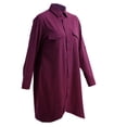 thumbnail image 2 of Lino del algodón blusa larga irregular del dobladillo Botones ocasionales flojas Eccomum Morado/S, 2 of 7
