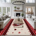 thumbnail image 4 of Valentine's Day Washable Area Rug 5 x 7 ft Love Heart Buffalo Plaid Linen Texture , Soft Non Slip Rugs Stain Repellent Indoor Felt Carpet for Living Dining Room Bedroom Home Office, 4 of 9