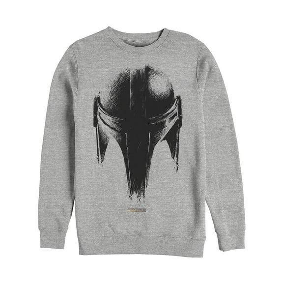 Men's Star Wars: The Mandalorian Metallic Helmet Sweatshirt Athletic Heather X Large
