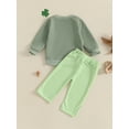 thumbnail image 5 of Baby Toddler Boy 2Pcs Fall Outfit 0 6 12 18 24 Months 2T 3T Long Sleeve Shamrock Sweatshirt + Plaid Trousers Set Toddler Clothes, 5 of 9
