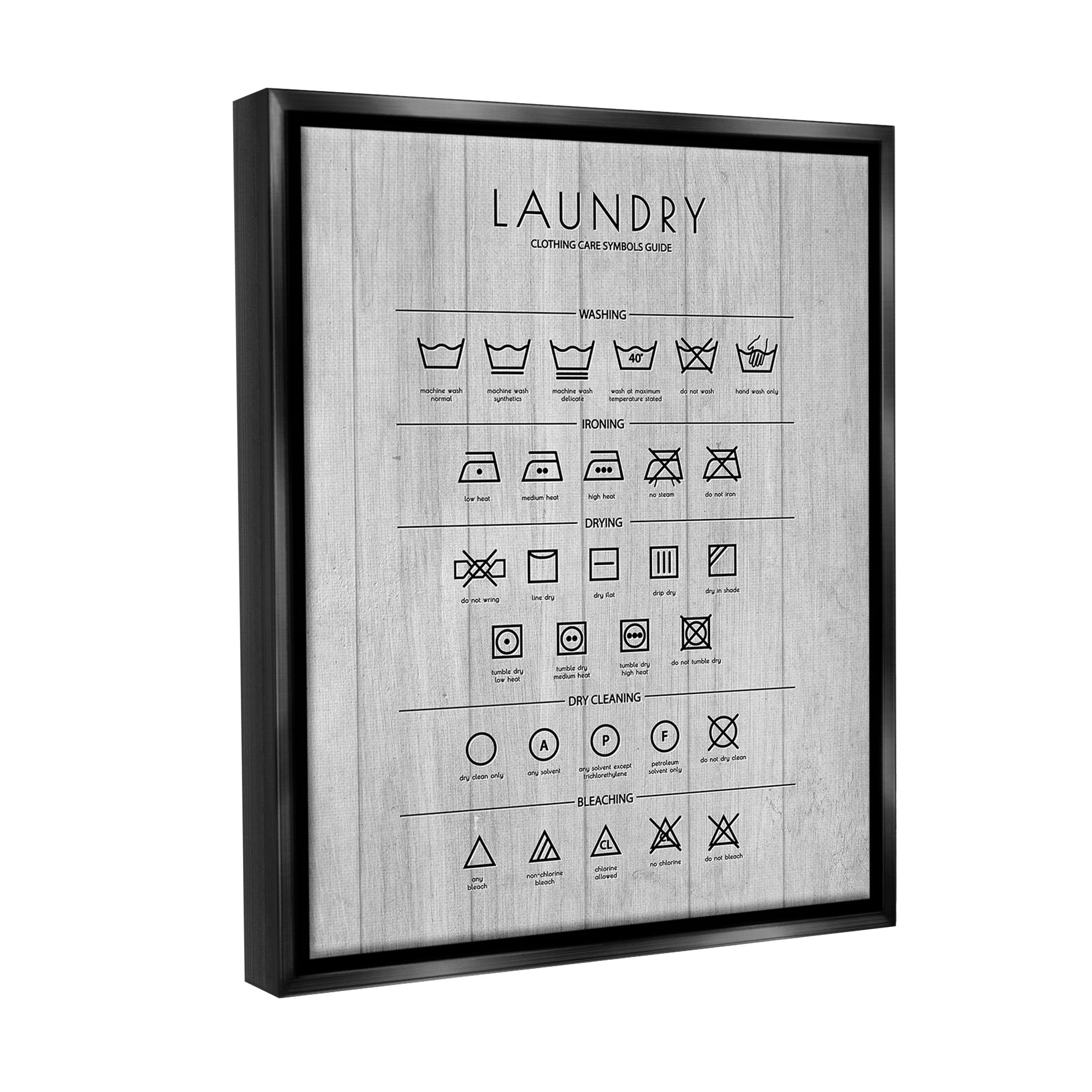 Stupell Industries Rustic Laundry Diagram Typography Painting Black Floater Framed Canvas Art Print Wall Art, 17 x 21