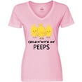 thumbnail image 3 of Inktastic Chillin' with My Peeps Women's V-Neck T-Shirt, 3 of 5