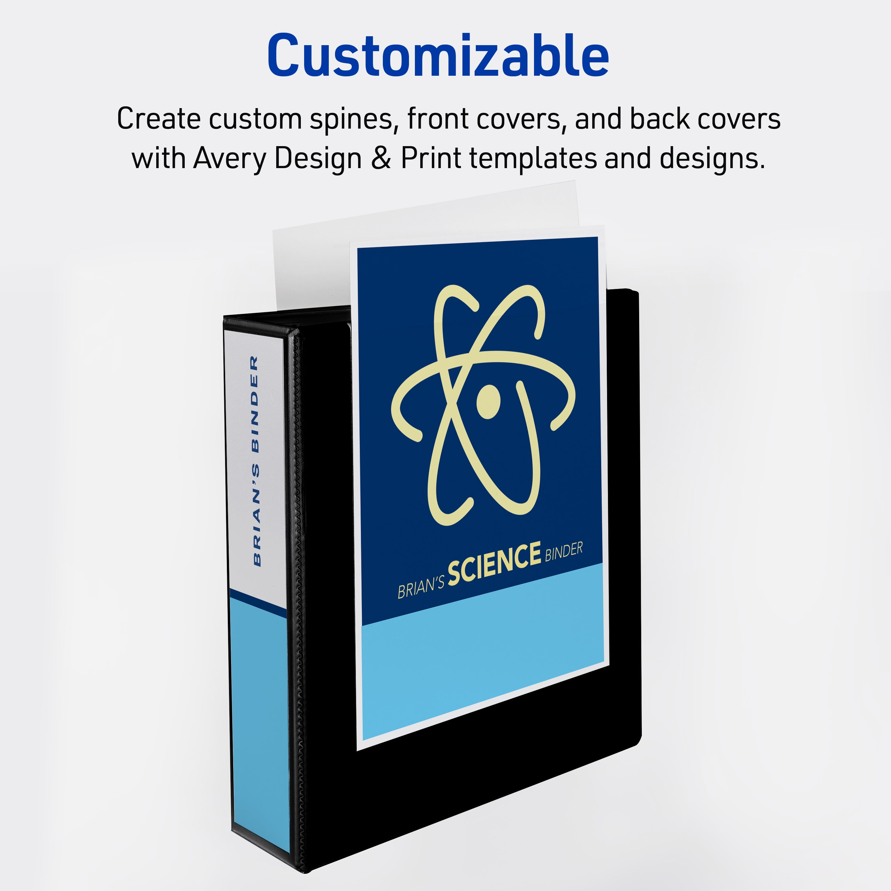 Avery Durable View 3 Ring Binders, 2 inch Slant Rings, 530-Sheet Capacity, DuraHinge, 2.8 inch Wide Spine, Customizable Clear Covers and Spine, Assorted Pastel Colors (4-Pack of 05636)