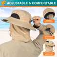 thumbnail image 4 of SUN CUBE Fishing Hat for Men Outdoor UV Sun Protection Wide Brim Sun Hat with Neck Flap Face Cover - Outdoor Hiking Safari UPF50+ Boonie Bucket Hat (Tan), 4 of 8