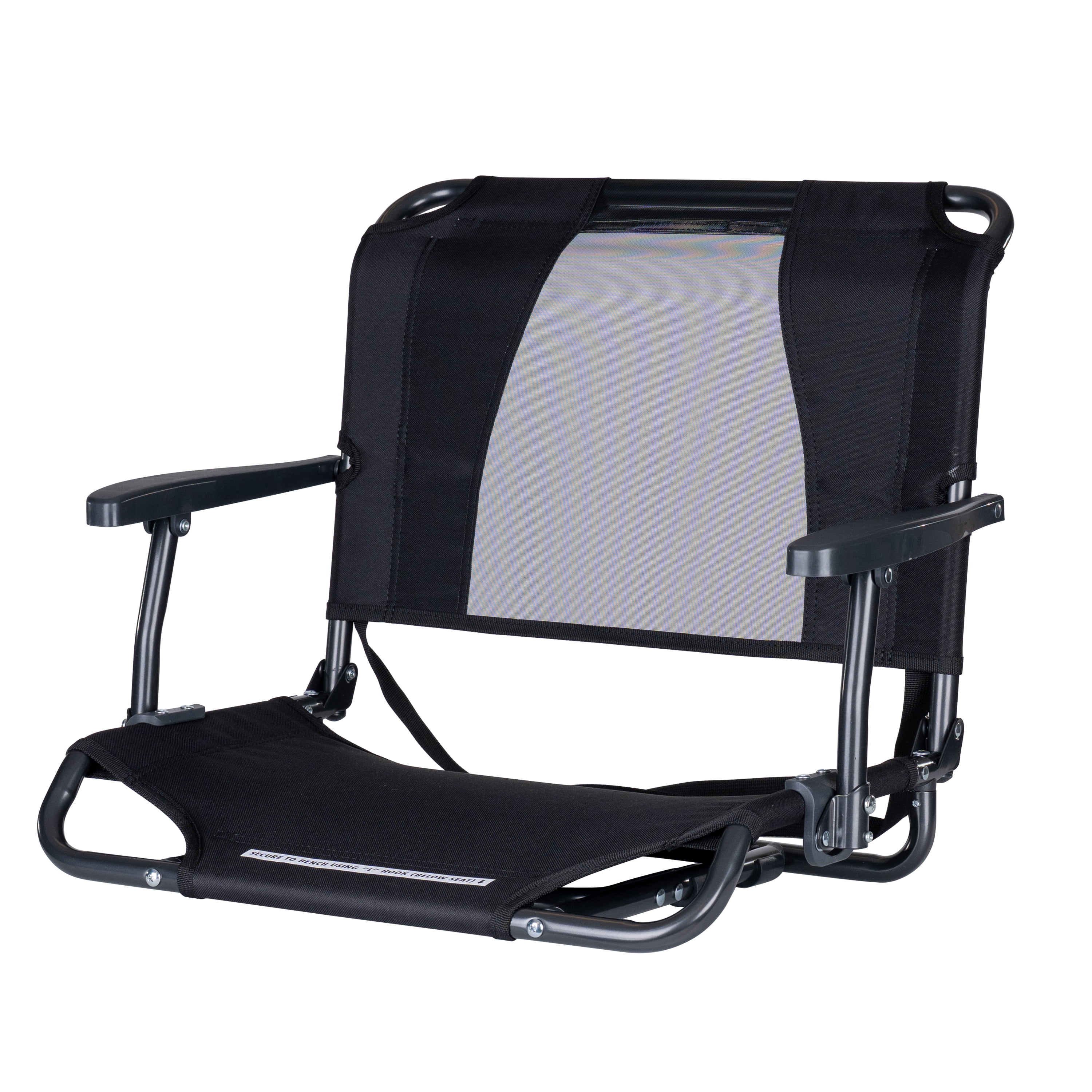 GCI Outdoor Big Comfort Stadium Seat with Armrests Black Bleacher Chair for Back Support
