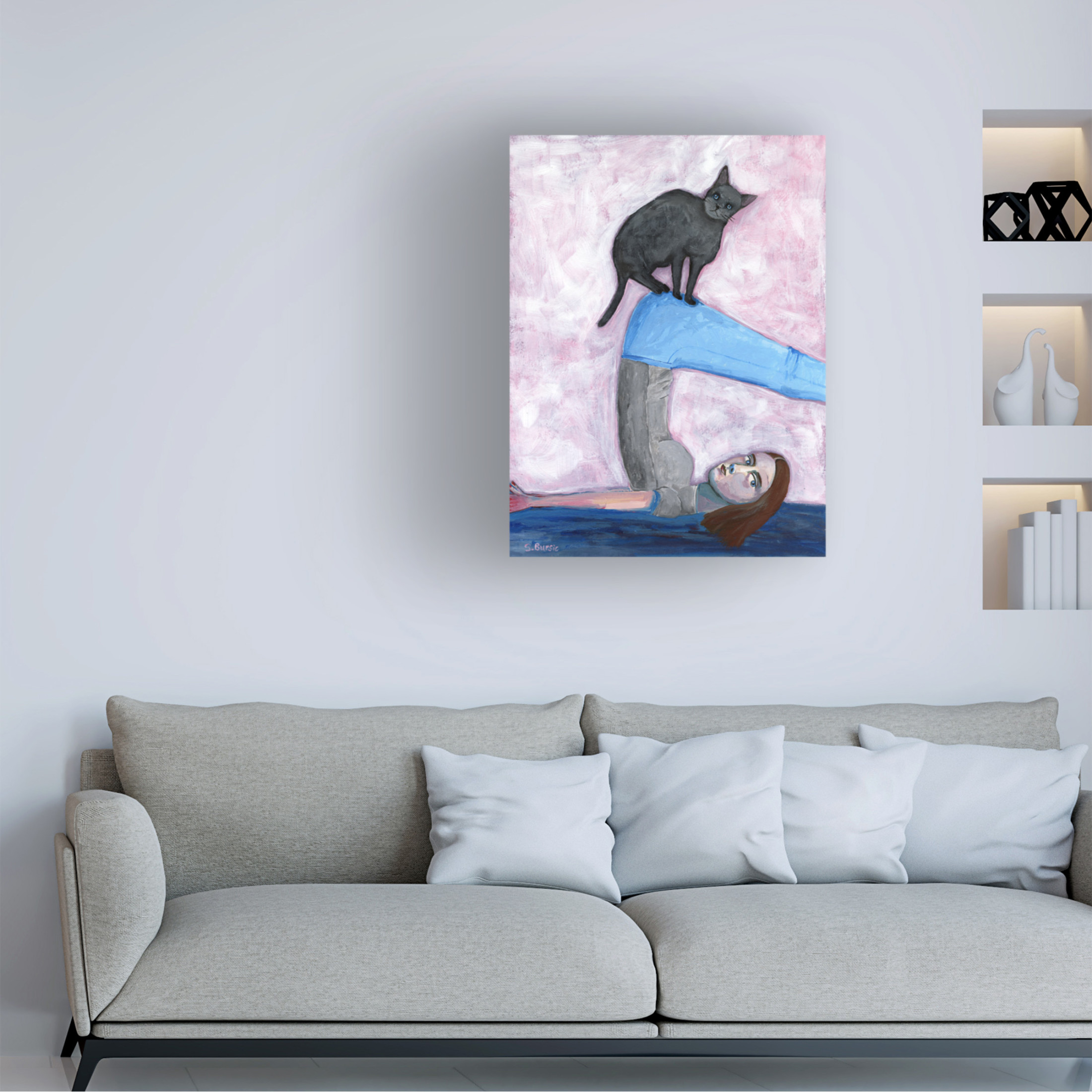 Trademark Fine Art Sharyn Bursic Yoga with my Cat Canvas Wall Art
