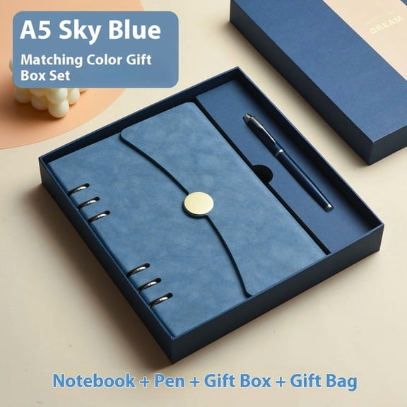 Blue Personalized Notebooks, A5 Lined Leather Bound Journals-Professional Notebook,Refillable Notebook, Writing Journal, Ivory Paper, 100 Sheets,