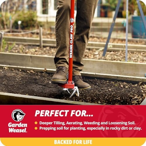 Garden Weasel Claw Pro Hand Tiller - 3-in-1 Cultivator, Aerator, Weeder - Multicolor — Residential Use, Standard Application