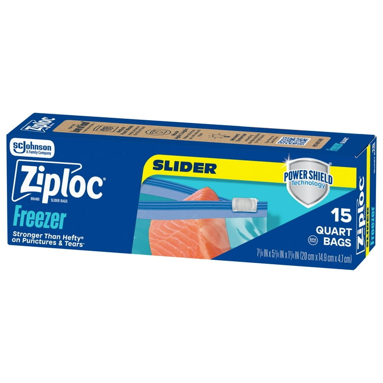 Ziploc Slider Freezer Bags with Power Shield Technology, 15 Count