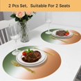 thumbnail image 5 of Sage Green Orange Ombre Round 13 Inch Placemats Set of 2, Abstract Modern Gradient HeatResistant Non Slip Place Mats for Dining Table, Wipeable Braided Kitchen Table Mats for Housewarming, 5 of 9