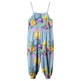 thumbnail image 4 of Staki Girls Rompers Girls Wide Leg Jumpsuit Kids Casual Sleeveless Romper Spaghetti Overalls with Pockets 1-10Y(Blue,5-6 Years), 4 of 6