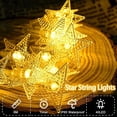 thumbnail image 2 of Guirnalda de luces con forma de estrella, 20 pies, 40 luces LED con forma de estrella, funciona con pilas, luces navideñas parpadeantes a prueba de agua para dormitorio, decoración navideña, 2 of 5