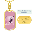 thumbnail image 3 of To My Wife  Love Couple Pink Floral Stainless Steel or 18k Gold Premium Swivel Dog Tag Keychain, 3 of 16