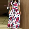 thumbnail image 1 of PENGXIANG Mode Femmes Manches Courtes Floral Boho Robe Longue Dames Robe Décontractée, 1 of 3