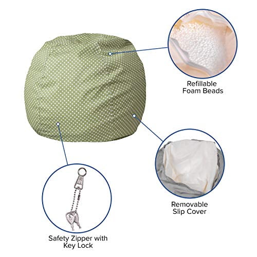 Small Green Dot Bean Bag Chair for Kids and Teens