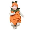 thumbnail image 2 of Baby Toddler Girls Boys Pumpkin Unisex Sleeveless Pumpkin Romper with Hats Two Piece Set Halloween Outfit Party Dress up Clothes Size 3-18M, 2 of 7