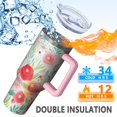 thumbnail image 5 of OBREWU Pioneer Flower Tumbler with Handle and Lid,Pioneer Flower 40oz Double Wall Vacuum Insulated Tumbler,Cups Gift for Women and Men, 5 of 7
